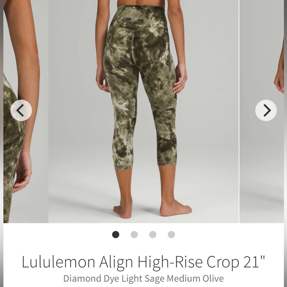 Lululemon Align HR Crop 21” size 6 leggings. Diamond Dye Sage/Olive.